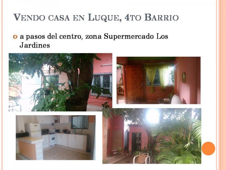 OFERTA!!!! Vendo casa en Luque, 4to Barrio a pasos del centro, zona Supermercado Los Jardines 